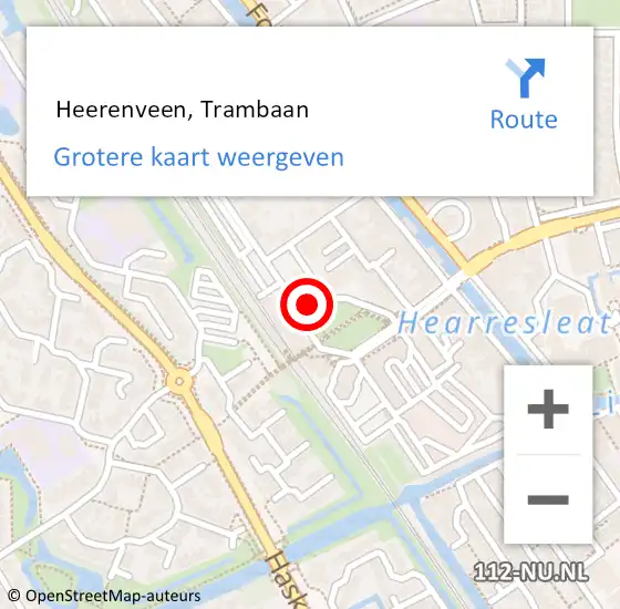 Locatie op kaart van de 112 melding:  Heerenveen, Trambaan op 5 juli 2023 10:48
