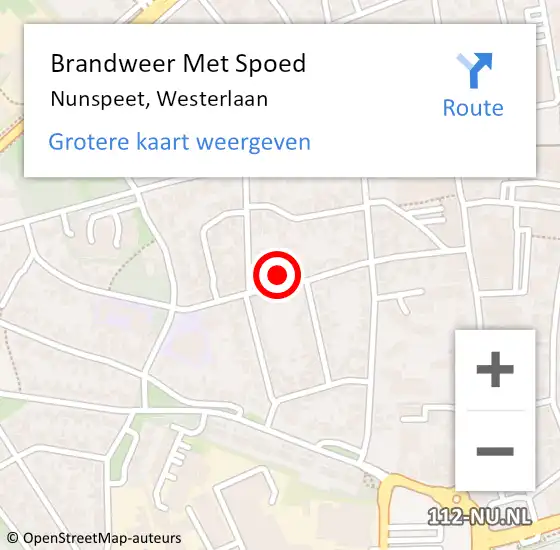 Locatie op kaart van de 112 melding: Brandweer Met Spoed Naar Nunspeet, Westerlaan op 5 juli 2023 10:49