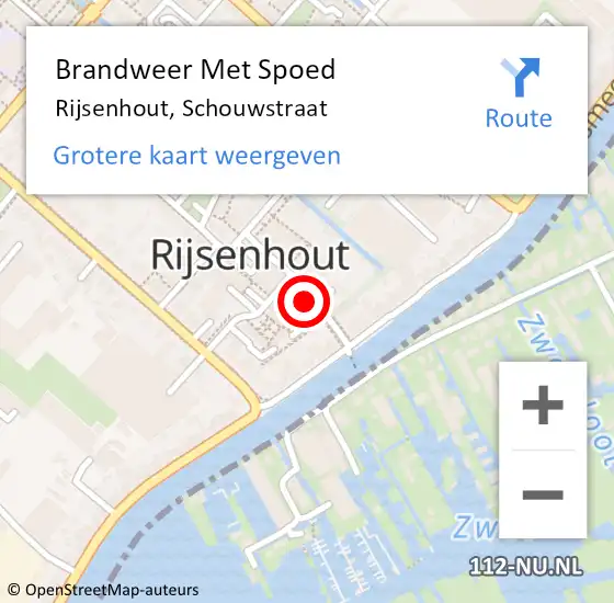 Locatie op kaart van de 112 melding: Brandweer Met Spoed Naar Rijsenhout, Schouwstraat op 5 juli 2023 10:50