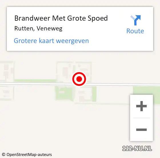 Locatie op kaart van de 112 melding: Brandweer Met Grote Spoed Naar Rutten, Veneweg op 5 juli 2023 10:58