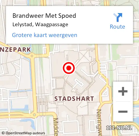 Locatie op kaart van de 112 melding: Brandweer Met Spoed Naar Lelystad, Waagpassage op 5 juli 2023 11:02