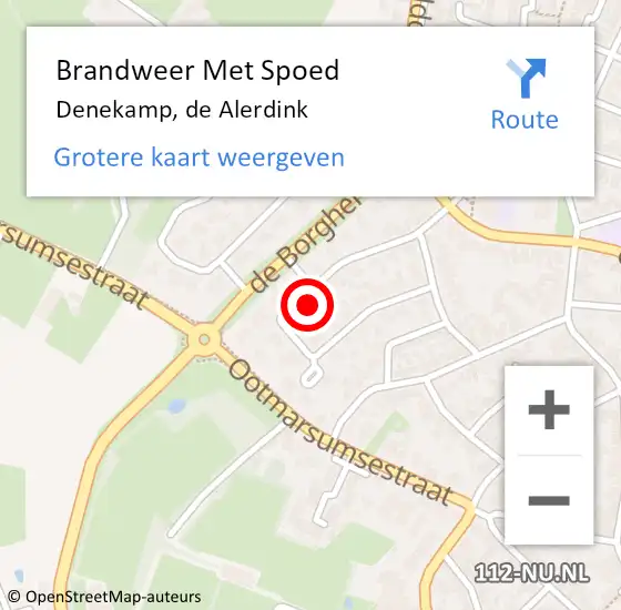 Locatie op kaart van de 112 melding: Brandweer Met Spoed Naar Denekamp, de Alerdink op 5 juli 2023 11:07