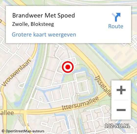 Locatie op kaart van de 112 melding: Brandweer Met Spoed Naar Zwolle, Bloksteeg op 5 juli 2023 11:09