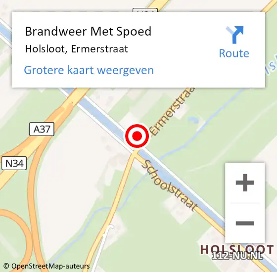 Locatie op kaart van de 112 melding: Brandweer Met Spoed Naar Holsloot, Ermerstraat op 5 juli 2023 11:16