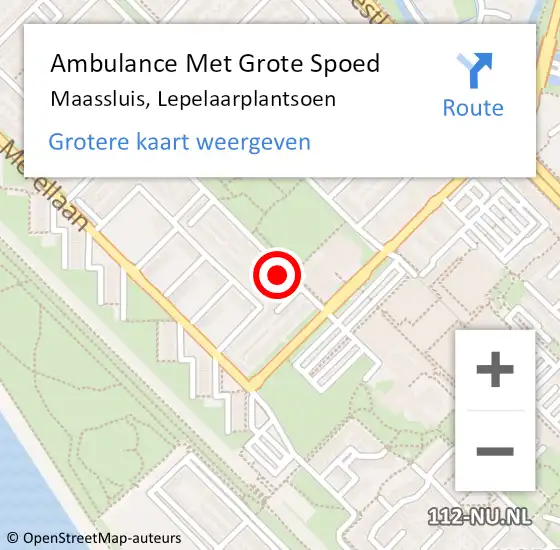 Locatie op kaart van de 112 melding: Ambulance Met Grote Spoed Naar Maassluis, Lepelaarplantsoen op 5 juli 2023 11:18