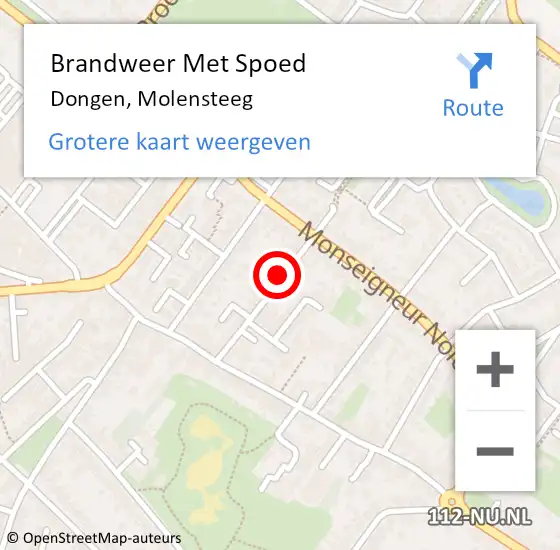 Locatie op kaart van de 112 melding: Brandweer Met Spoed Naar Dongen, Molensteeg op 31 augustus 2014 14:44