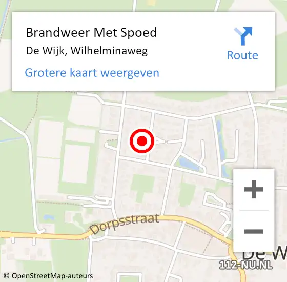 Locatie op kaart van de 112 melding: Brandweer Met Spoed Naar De Wijk, Wilhelminaweg op 5 juli 2023 11:20