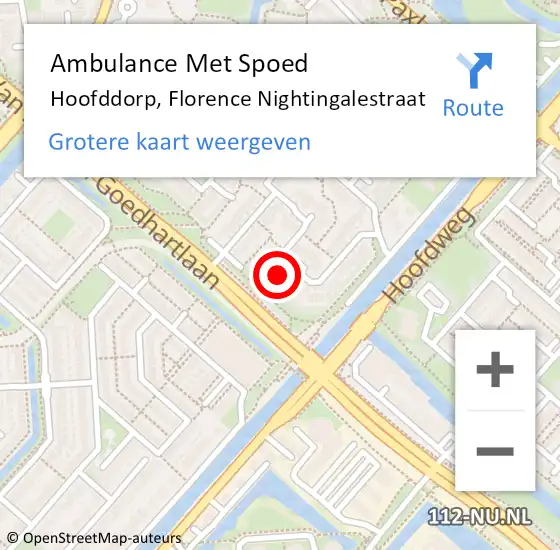 Locatie op kaart van de 112 melding: Ambulance Met Spoed Naar Hoofddorp, Florence Nightingalestraat op 5 juli 2023 11:20
