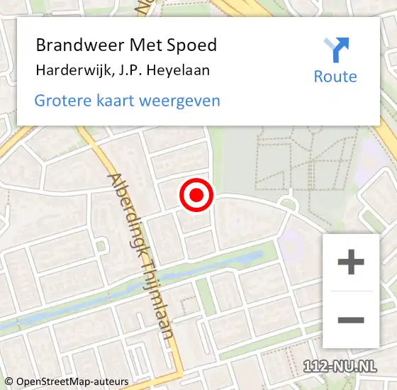 Locatie op kaart van de 112 melding: Brandweer Met Spoed Naar Harderwijk, J.P. Heyelaan op 5 juli 2023 11:22