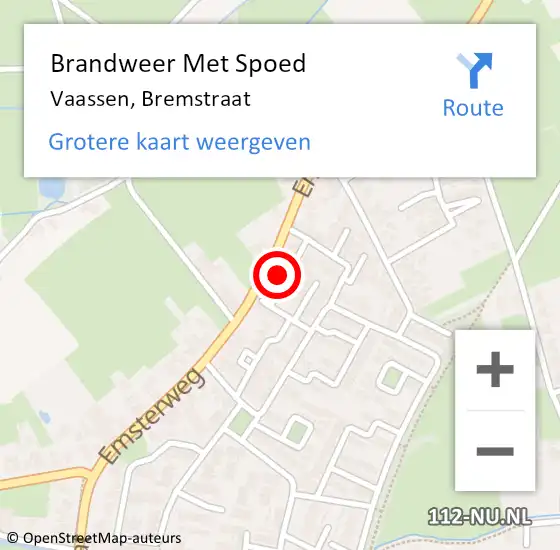 Locatie op kaart van de 112 melding: Brandweer Met Spoed Naar Vaassen, Bremstraat op 5 juli 2023 11:31
