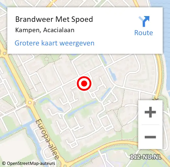 Locatie op kaart van de 112 melding: Brandweer Met Spoed Naar Kampen, Acacialaan op 5 juli 2023 11:33