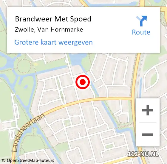 Locatie op kaart van de 112 melding: Brandweer Met Spoed Naar Zwolle, Van Hornmarke op 5 juli 2023 11:36