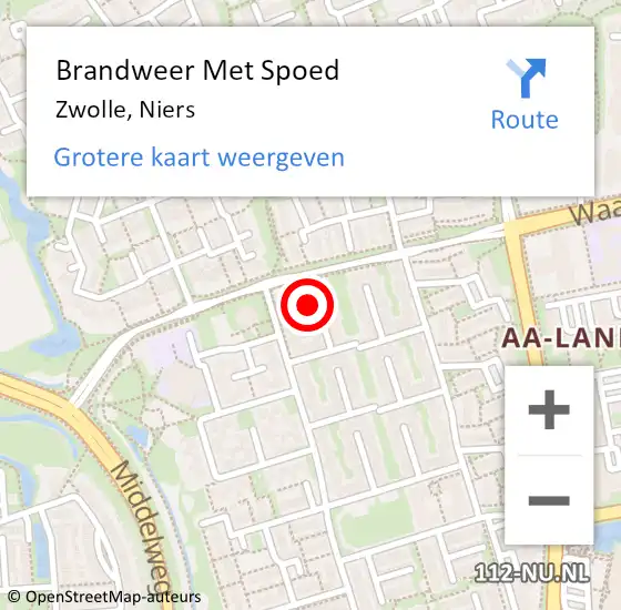 Locatie op kaart van de 112 melding: Brandweer Met Spoed Naar Zwolle, Niers op 5 juli 2023 11:39