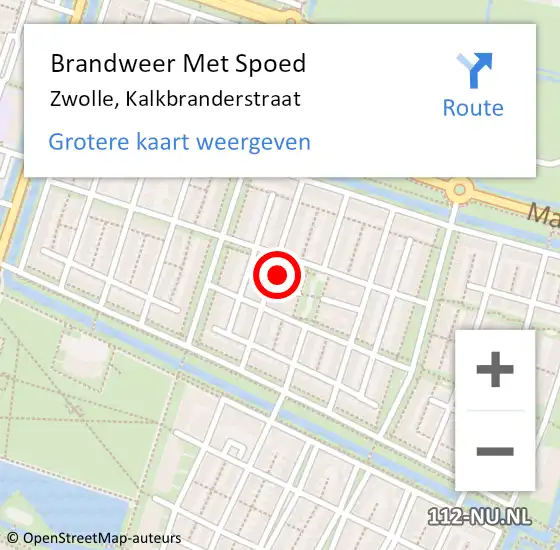 Locatie op kaart van de 112 melding: Brandweer Met Spoed Naar Zwolle, Kalkbranderstraat op 5 juli 2023 11:39