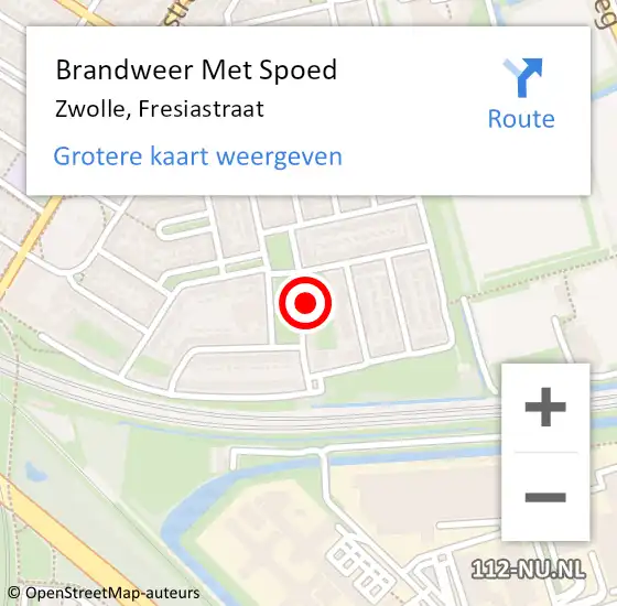 Locatie op kaart van de 112 melding: Brandweer Met Spoed Naar Zwolle, Fresiastraat op 5 juli 2023 11:40