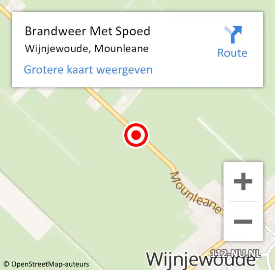 Locatie op kaart van de 112 melding: Brandweer Met Spoed Naar Wijnjewoude, Mounleane op 5 juli 2023 11:40