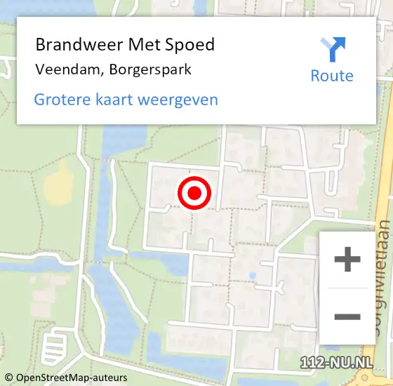 Locatie op kaart van de 112 melding: Brandweer Met Spoed Naar Veendam, Borgerspark op 5 juli 2023 11:40