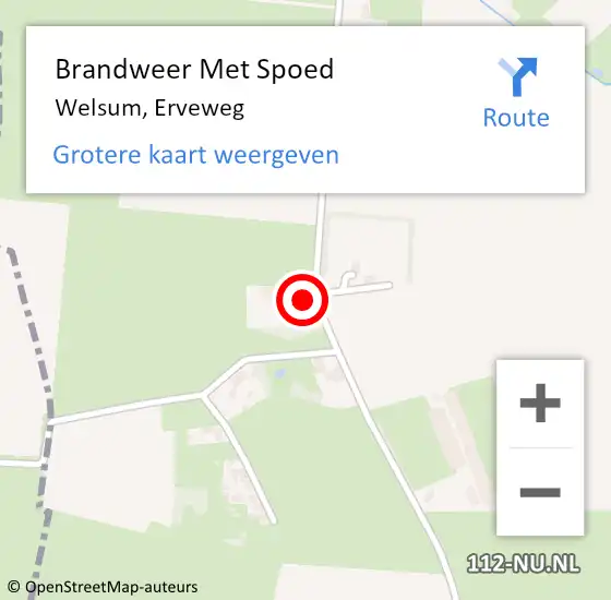 Locatie op kaart van de 112 melding: Brandweer Met Spoed Naar Welsum, Erveweg op 5 juli 2023 11:42