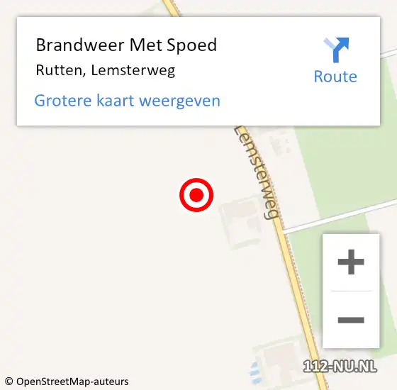 Locatie op kaart van de 112 melding: Brandweer Met Spoed Naar Rutten, Lemsterweg op 5 juli 2023 11:43