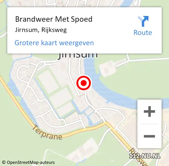 Locatie op kaart van de 112 melding: Brandweer Met Spoed Naar Jirnsum, Rijksweg op 31 augustus 2014 14:51