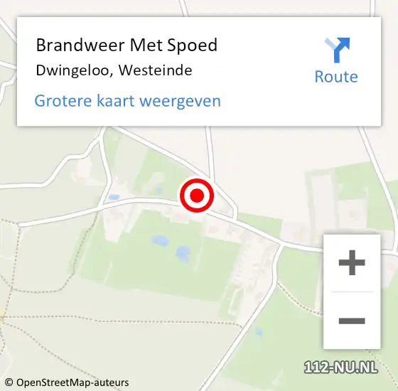 Locatie op kaart van de 112 melding: Brandweer Met Spoed Naar Dwingeloo, Westeinde op 5 juli 2023 11:44