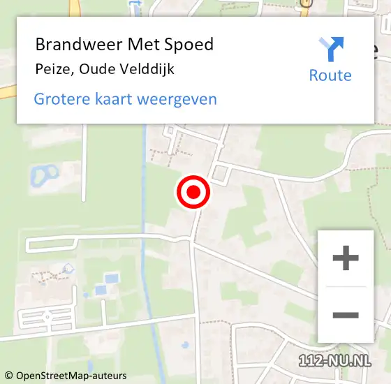 Locatie op kaart van de 112 melding: Brandweer Met Spoed Naar Peize, Oude Velddijk op 5 juli 2023 11:44