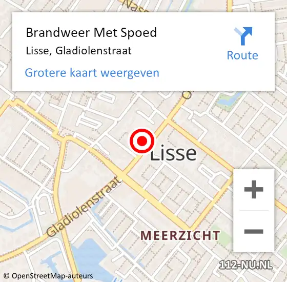 Locatie op kaart van de 112 melding: Brandweer Met Spoed Naar Lisse, Gladiolenstraat op 5 juli 2023 11:51