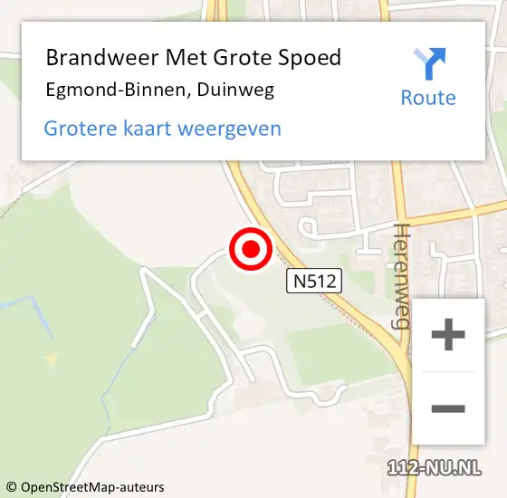 Locatie op kaart van de 112 melding: Brandweer Met Grote Spoed Naar Egmond-Binnen, Duinweg op 5 juli 2023 11:53