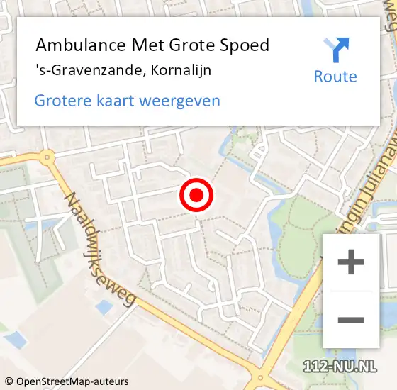Locatie op kaart van de 112 melding: Ambulance Met Grote Spoed Naar 's-Gravenzande, Kornalijn op 5 juli 2023 11:55