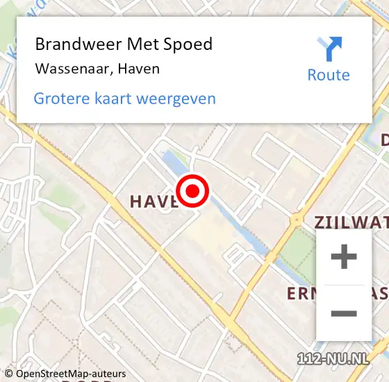 Locatie op kaart van de 112 melding: Brandweer Met Spoed Naar Wassenaar, Haven op 5 juli 2023 12:05