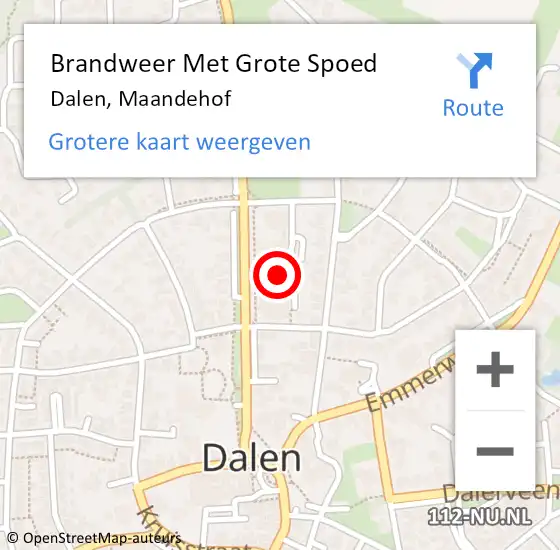 Locatie op kaart van de 112 melding: Brandweer Met Grote Spoed Naar Dalen, Maandehof op 5 juli 2023 12:06