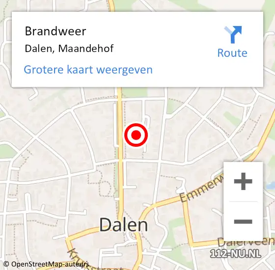 Locatie op kaart van de 112 melding: Brandweer Dalen, Maandehof op 5 juli 2023 12:12