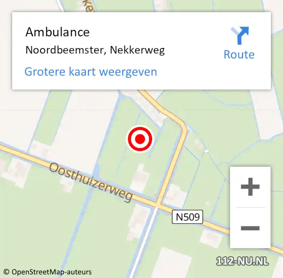 Locatie op kaart van de 112 melding: Ambulance Noordbeemster, Nekkerweg op 5 juli 2023 12:14