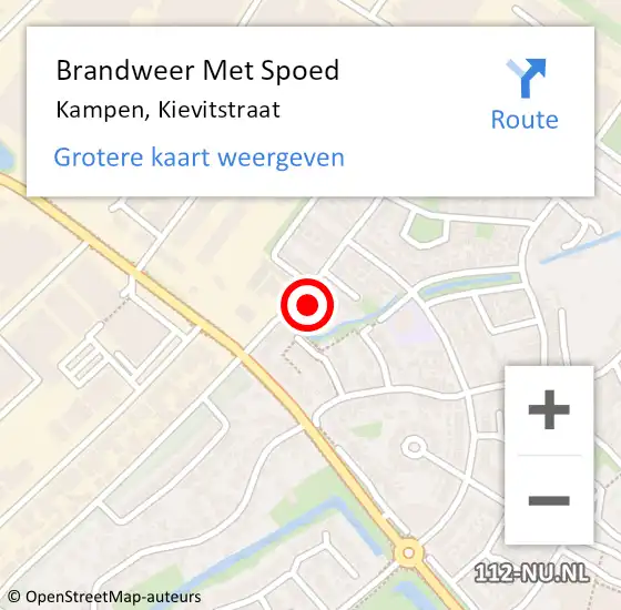 Locatie op kaart van de 112 melding: Brandweer Met Spoed Naar Kampen, Kievitstraat op 5 juli 2023 12:17