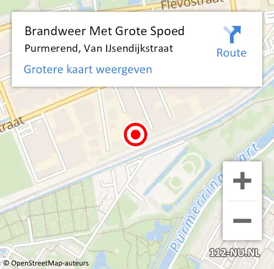 Locatie op kaart van de 112 melding: Brandweer Met Grote Spoed Naar Purmerend, Van IJsendijkstraat op 5 juli 2023 12:24