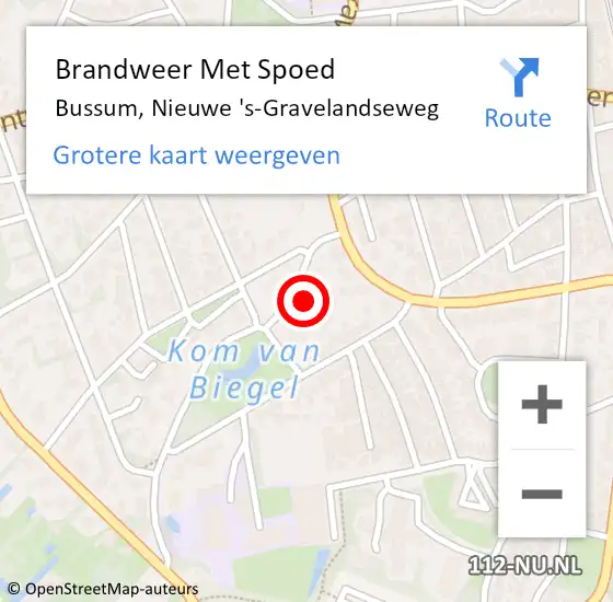 Locatie op kaart van de 112 melding: Brandweer Met Spoed Naar Bussum, Nieuwe 's-Gravelandseweg op 5 juli 2023 12:24