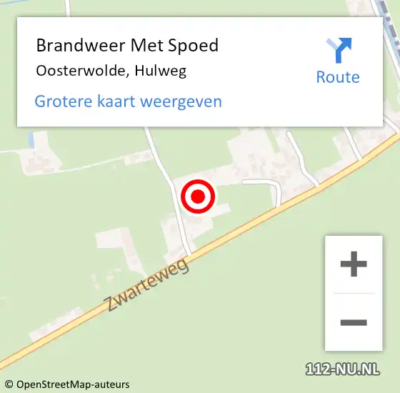 Locatie op kaart van de 112 melding: Brandweer Met Spoed Naar Oosterwolde, Hulweg op 5 juli 2023 12:29