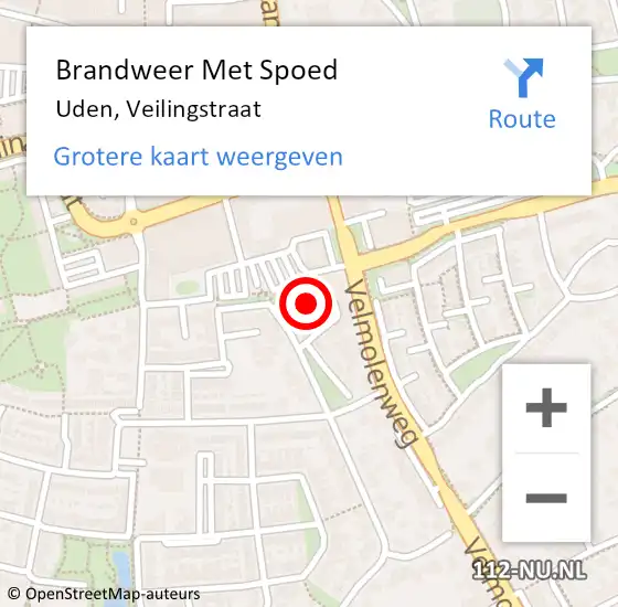 Locatie op kaart van de 112 melding: Brandweer Met Spoed Naar Uden, Veilingstraat op 5 juli 2023 12:36