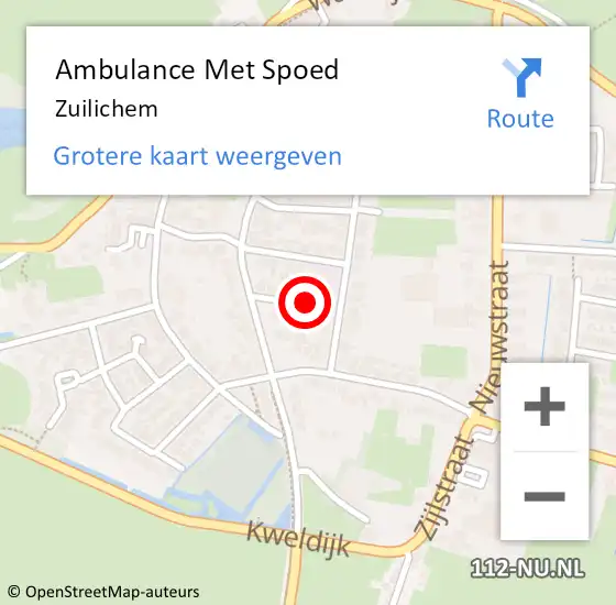 Locatie op kaart van de 112 melding: Ambulance Met Spoed Naar Zuilichem op 5 juli 2023 12:37