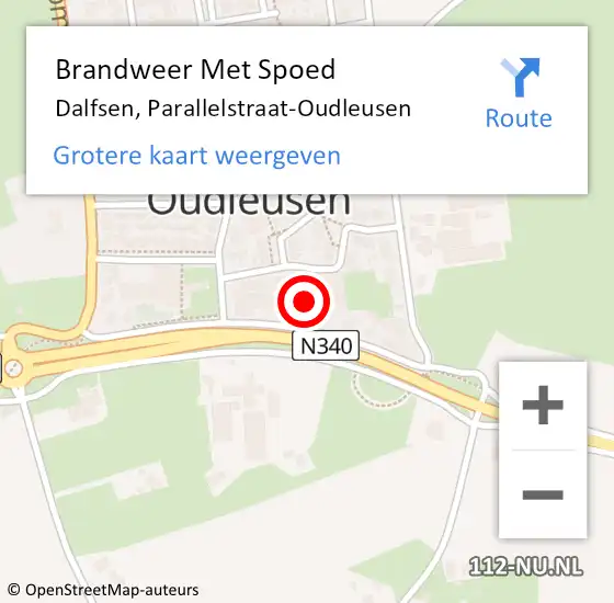 Locatie op kaart van de 112 melding: Brandweer Met Spoed Naar Dalfsen, Parallelstraat-Oudleusen op 5 juli 2023 12:41