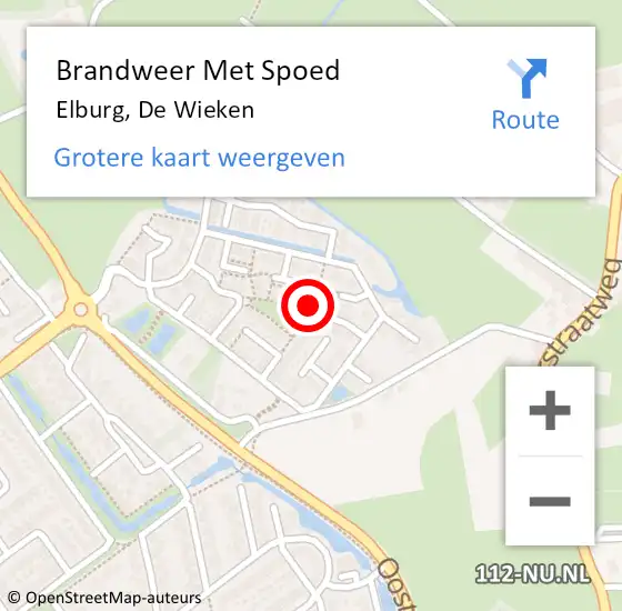 Locatie op kaart van de 112 melding: Brandweer Met Spoed Naar Elburg, De Wieken op 5 juli 2023 12:44