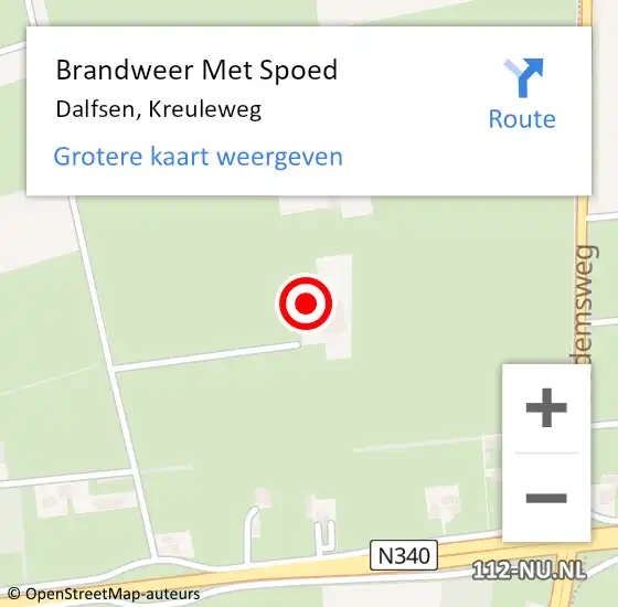 Locatie op kaart van de 112 melding: Brandweer Met Spoed Naar Dalfsen, Kreuleweg op 5 juli 2023 12:44