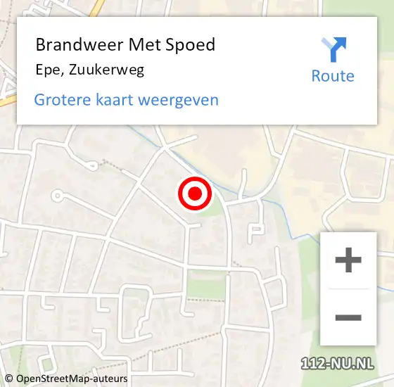 Locatie op kaart van de 112 melding: Brandweer Met Spoed Naar Epe, Zuukerweg op 5 juli 2023 12:49