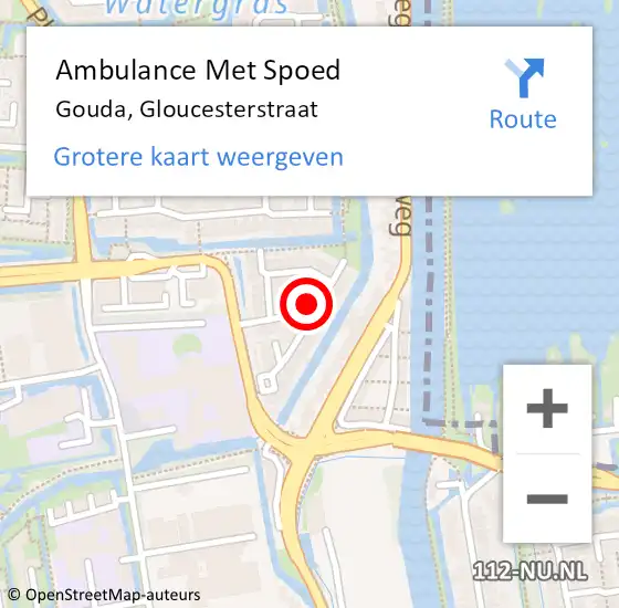 Locatie op kaart van de 112 melding: Ambulance Met Spoed Naar Gouda, Gloucesterstraat op 5 juli 2023 12:49
