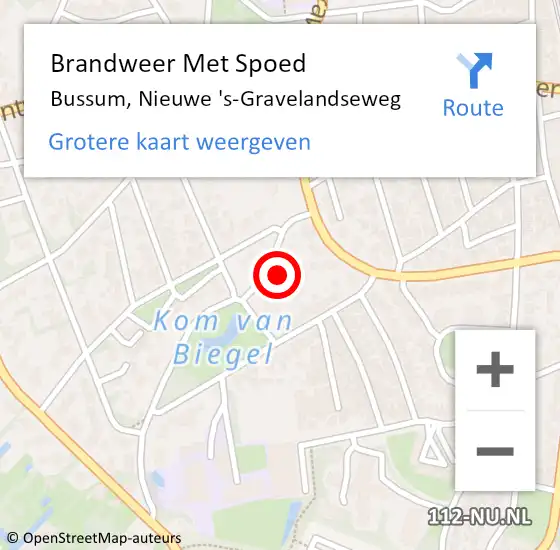 Locatie op kaart van de 112 melding: Brandweer Met Spoed Naar Bussum, Nieuwe 's-Gravelandseweg op 5 juli 2023 12:49