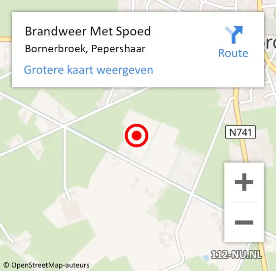 Locatie op kaart van de 112 melding: Brandweer Met Spoed Naar Bornerbroek, Pepershaar op 5 juli 2023 12:55