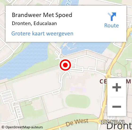 Locatie op kaart van de 112 melding: Brandweer Met Spoed Naar Dronten, Educalaan op 5 juli 2023 12:56