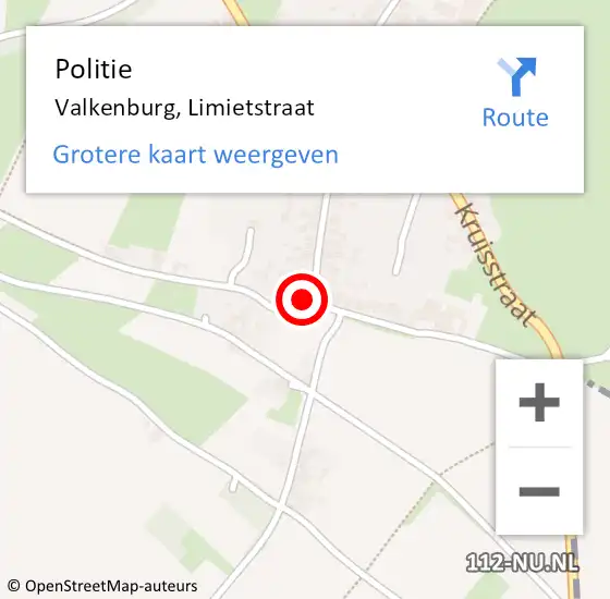 Locatie op kaart van de 112 melding: Politie Valkenburg, Limietstraat op 5 juli 2023 12:59