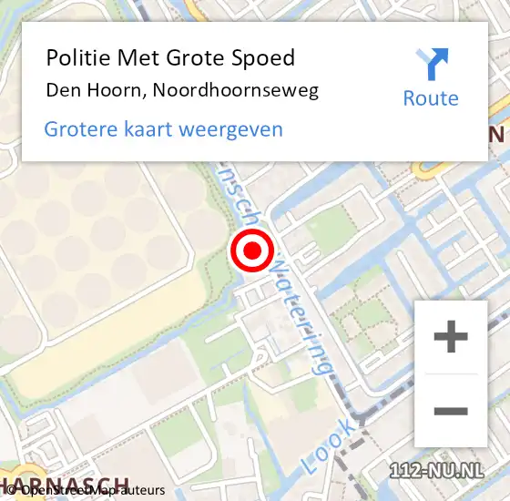 Locatie op kaart van de 112 melding: Politie Met Grote Spoed Naar Den Hoorn, Noordhoornseweg op 5 juli 2023 13:12