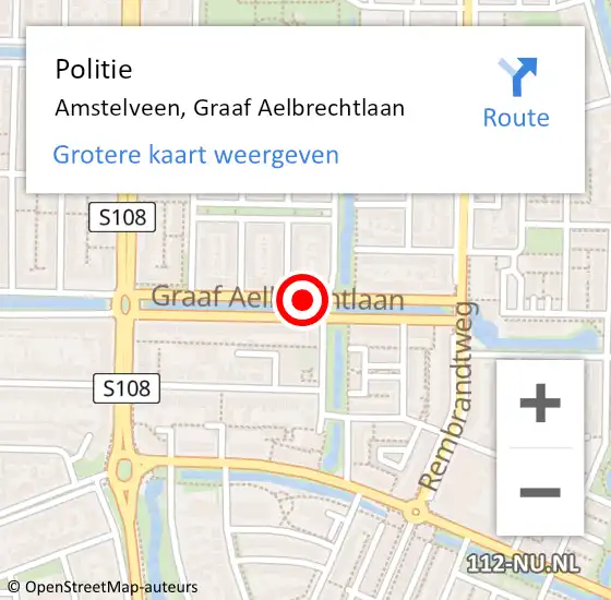 Locatie op kaart van de 112 melding: Politie Amstelveen, Graaf Aelbrechtlaan op 31 augustus 2014 15:09